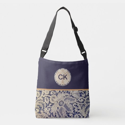  gepersonaliseerde marine met kanten Canvas tas (Voorkant)