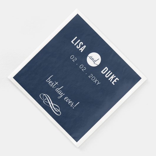 Gepersonaliseerde marine moderne bruiloft servette servetten (Hoek)