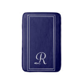 Gepersonaliseerde marine White Striped Monogram Ba Badmat (Voorkant Verticaal)