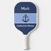 Gepersonaliseerde marineblauw anchor monogrammed pickleball paddle (Voorkant)