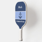 Gepersonaliseerde marineblauw anchor monogrammed pickleball paddle (Links)