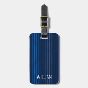 Gepersonaliseerde marineblauwe instripes bagagelabel