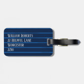 Gepersonaliseerde marineblauwe instripes bagagelabel (Achterkant horizontaal)