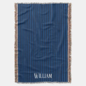 Gepersonaliseerde marineblauwe instripes deken (Voorkant Verticaal)