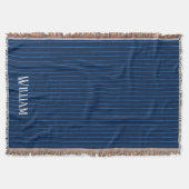 Gepersonaliseerde marineblauwe instripes deken (Voorkant)