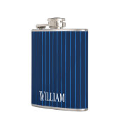 Gepersonaliseerde marineblauwe instripes heupfles (Links)