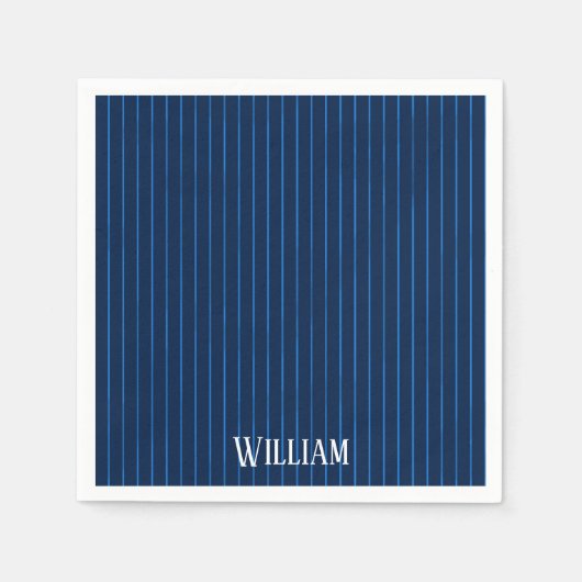 Gepersonaliseerde marineblauwe instripes servet (Voorkant)