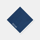 Gepersonaliseerde marineblauwe instripes servet (Hoek)