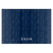 Gepersonaliseerde marineblauwe instripes snijplank (Voorkant)