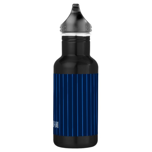 Gepersonaliseerde marineblauwe instripes waterfles  (Rechts)