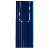 Gepersonaliseerde marineblauwe instripes wijn cadeautas (Voorkant)