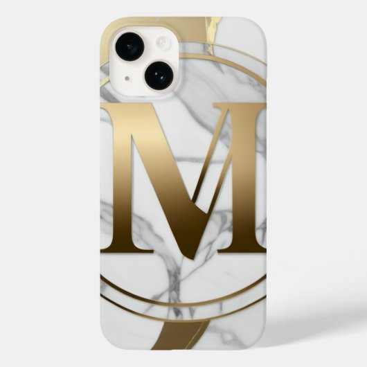 Gepersonaliseerde Marmer & Goud Monogram iPhone Ca Case-Mate iPhone Case (Achterkant)