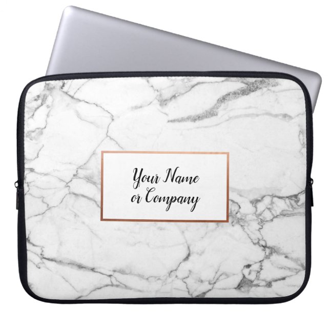 Gepersonaliseerde marmer & Roos gouden iMac laptop Sleeve (Voorkant)
