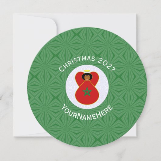Gepersonaliseerde Marokkaanse engel kerst vlag Kaart (Voorkant)