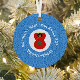 Gepersonaliseerde Marokkaanse Hanukkah-engelenvlag Metalen Ornament