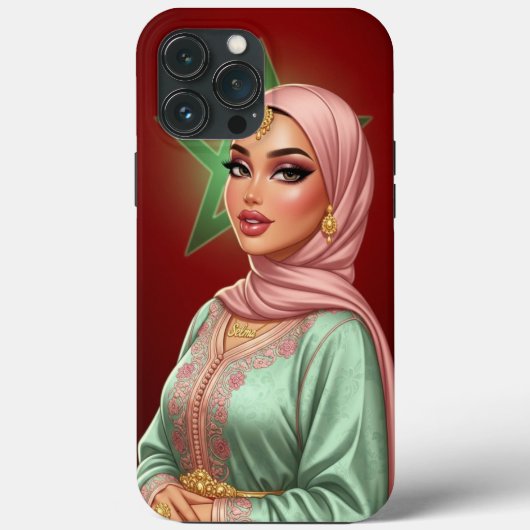Gepersonaliseerde Marokkaanse Hijabi Vrouw Telefoo Case-Mate iPhone Case (Achterkant)