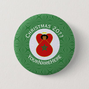 Gepersonaliseerde Marokkaanse Kerstengel Vlag Ronde Button 5,7 Cm