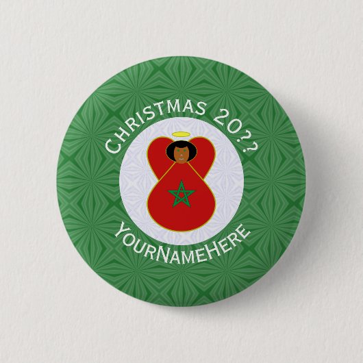 Gepersonaliseerde Marokkaanse Kerstengel Vlag Ronde Button 5,7 Cm (Voorkant)