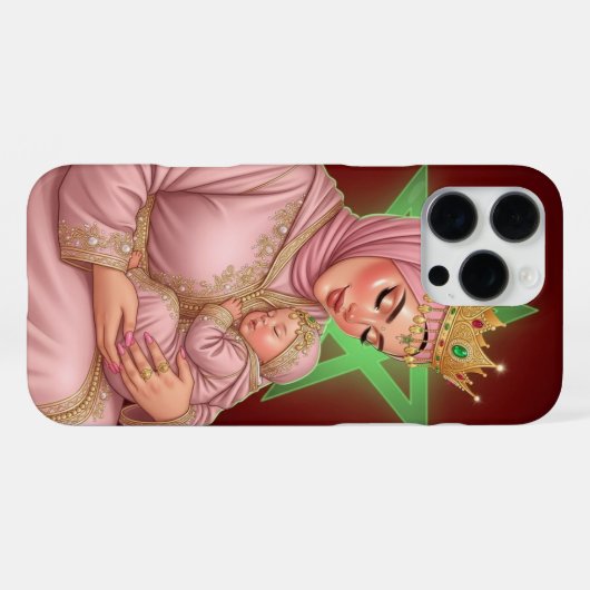 Gepersonaliseerde Marokkaanse moeder & Baby telefo iPhone Hoesje (Achterkant horizontaal)