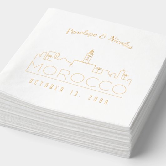 Gepersonaliseerde Marokko bruiloft servetten Gold (Detail)