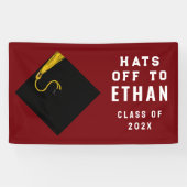 Gepersonaliseerde Maroon Afstuderen 2025 Spandoek (Horizontaal)