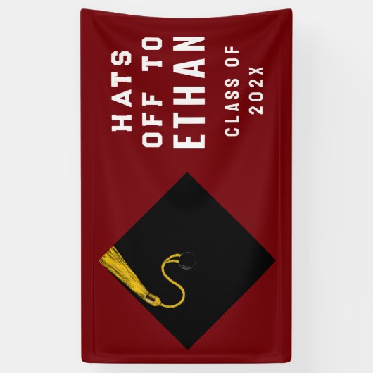 Gepersonaliseerde Maroon Afstuderen 2025 Spandoek (Verticaal)