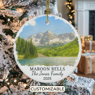 Gepersonaliseerde Maroon Bells Ornament, Colorado Keramisch Ornament