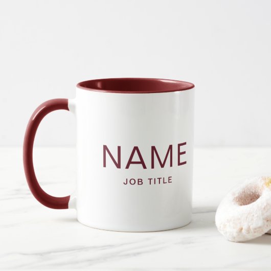 Gepersonaliseerde Maroon Combo Mok met Jouw naam (Met donut)