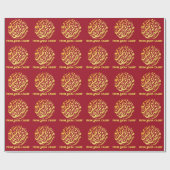 Gepersonaliseerde Maroon en Gouden Ramadan Kareem Cadeaupapier (Vlak)