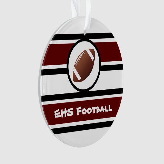Gepersonaliseerde maroon- en zwarte Football Ornament (voorkant)