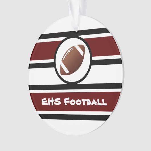Gepersonaliseerde maroon- en zwarte Football Ornament (voorkant)