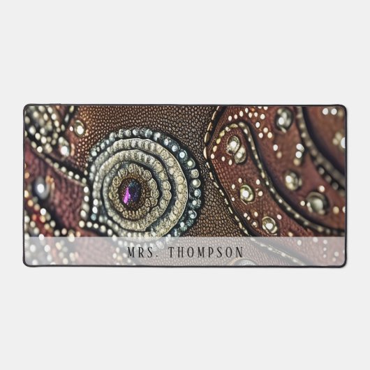 Gepersonaliseerde Maroon Faux Lederen Strass Bureaumat (Voorkant)