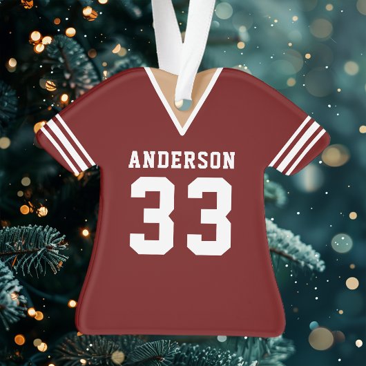 Gepersonaliseerde Maroon Football Jersey Ornament