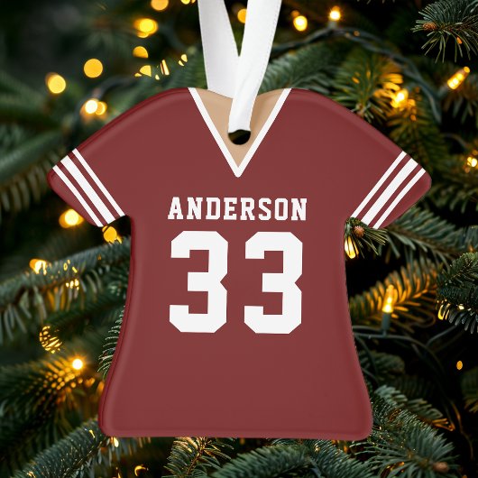 Gepersonaliseerde Maroon Football Jersey Ornament