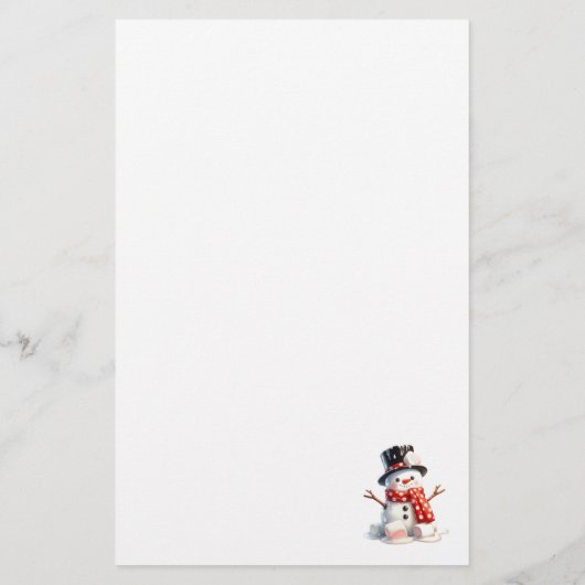 Gepersonaliseerde Marshmallow Snowman Stationery Briefpapier (Achterkant)