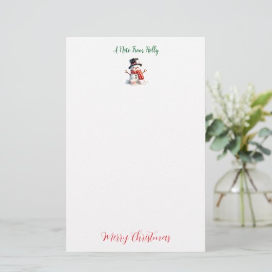 Gepersonaliseerde Marshmallow Snowman Stationery Briefpapier (Staand voorkant)
