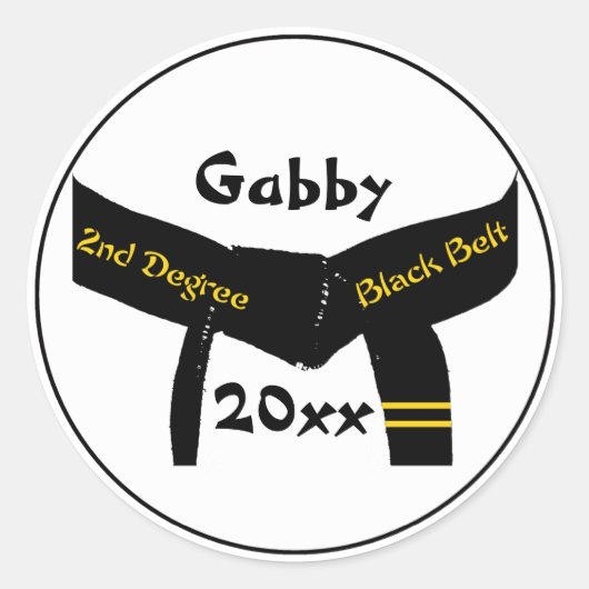 Gepersonaliseerde Martial Arts 2e graads zwarte ri Ronde Sticker (Voorkant)