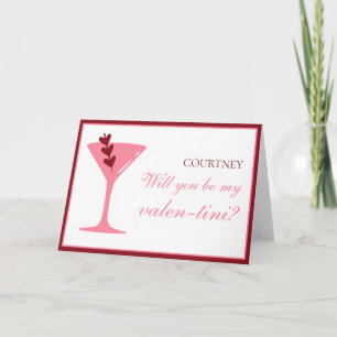 Gepersonaliseerde Martini Galentine's Day rood en Kaart
