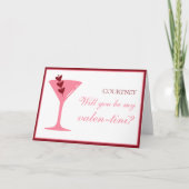 Gepersonaliseerde Martini Galentine's Day rood en  Kaart (Voorkant)