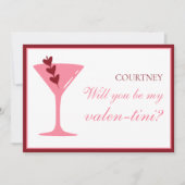 Gepersonaliseerde Martini Galentine's Day rood en  Kaart (Voorkant)