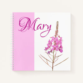  gepersonaliseerde Mary naam paarse bloemen Notitieboek