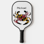 Gepersonaliseerde Maryland State vlag / Blauwe kra Pickleball Paddle (Achterkant)