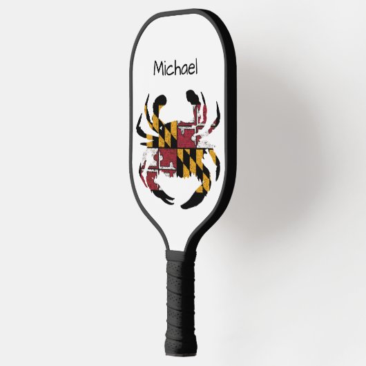 Gepersonaliseerde Maryland State vlag / Blauwe kra Pickleball Paddle (Links)