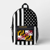 Gepersonaliseerde Maryland Vlag tas, Amerikaanse V Bedrukte Rugzak (Voorkant)