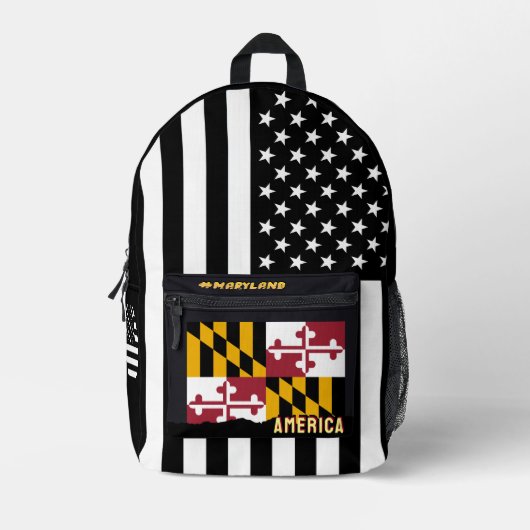 Gepersonaliseerde Maryland Vlag tas, Amerikaanse V Bedrukte Rugzak (Voorkant)