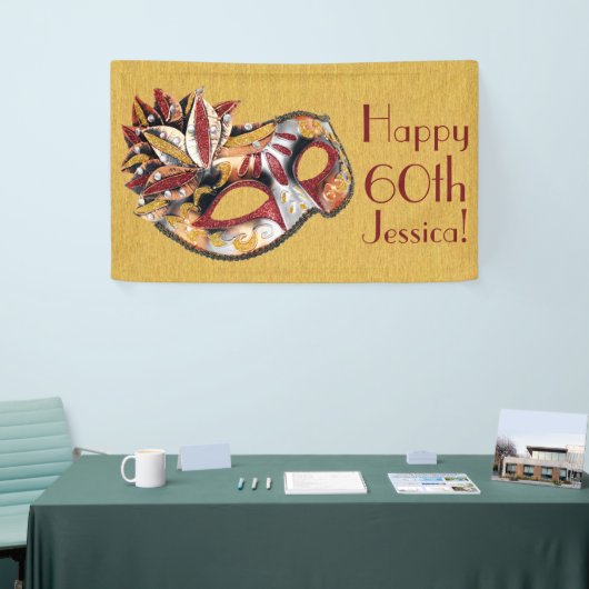 Gepersonaliseerde Maskerade Verjaardagsbanner Spandoek (Beurs)