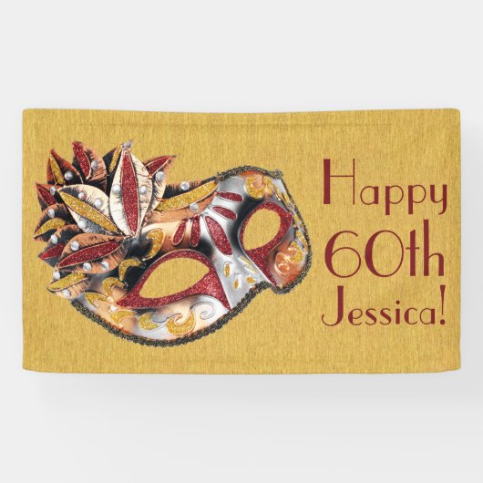 Gepersonaliseerde Maskerade Verjaardagsbanner Spandoek (Horizontaal)