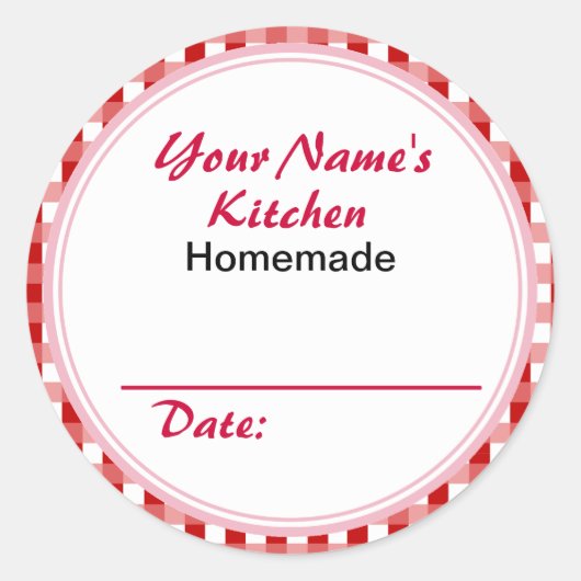 Gepersonaliseerde Mason Jar Dekseletiketten Rode c Ronde Sticker (Voorkant)