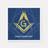 Gepersonaliseerde Masonic Napkins | Navy Blue Gold Servetten (Voorkant)