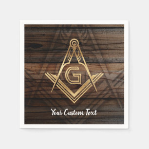 Gepersonaliseerde Masonic Napkins   Rustisch houtw Servetten